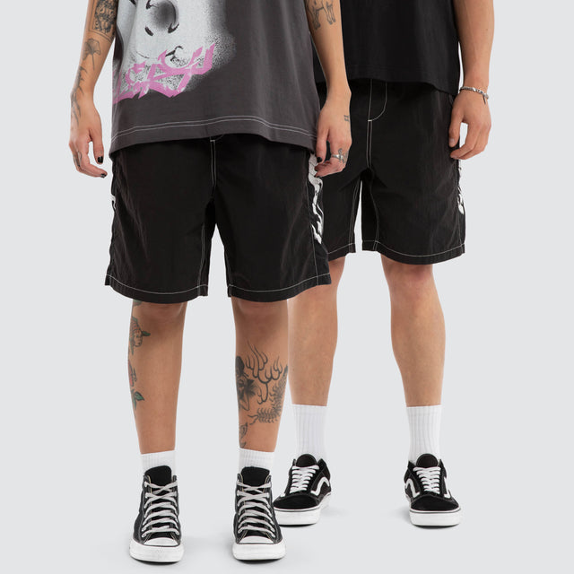 Subject Panel Beach Short Black