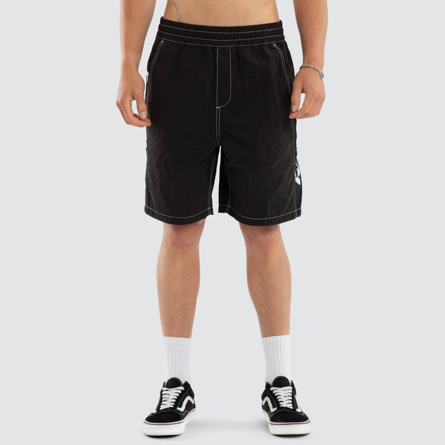 Model wears Subject Panel Beach Short Black Shorts Black – image 3