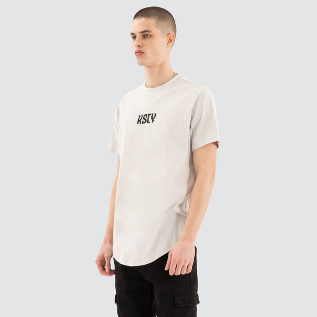 model wears Allure Dual Curved Tee Glacier Grey T-Shirts Grey - image 4