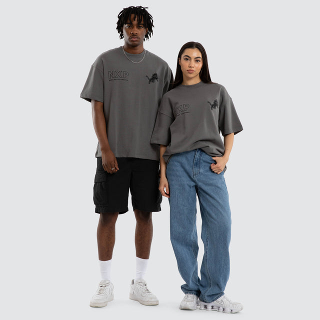 Model wears Detroit Lions NFL Positions Tee Charcoal T-Shirts Grey – image 2