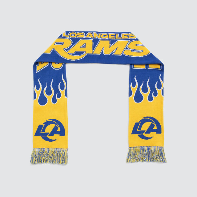 Model wears Los Angeles Rams NFL Fringe Scarf Rams Royal Blue Nena and Pasadena NFL Blue – image 2