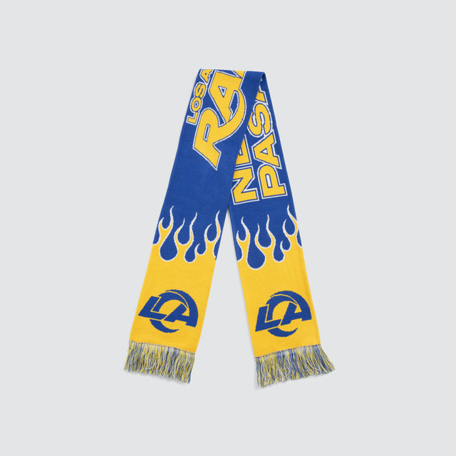 Model wears Los Angeles Rams NFL Fringe Scarf Rams Royal Blue Nena and Pasadena NFL Blue – image 3