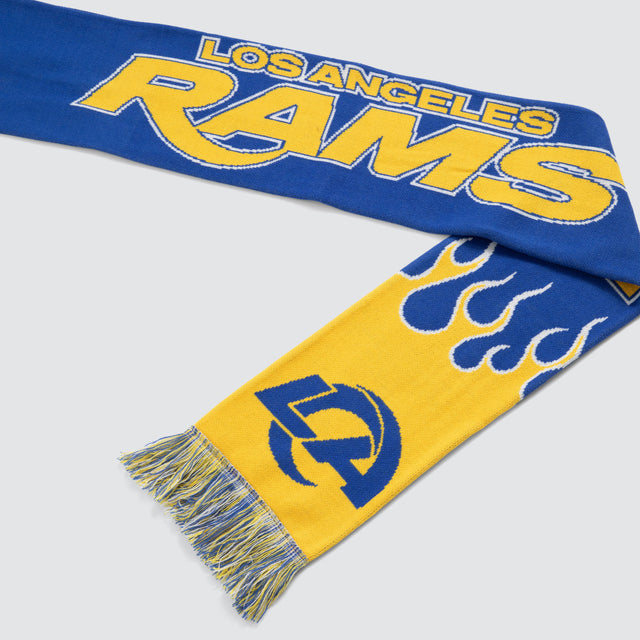 Model wears Los Angeles Rams NFL Fringe Scarf Rams Royal Blue Nena and Pasadena NFL Blue – image 1