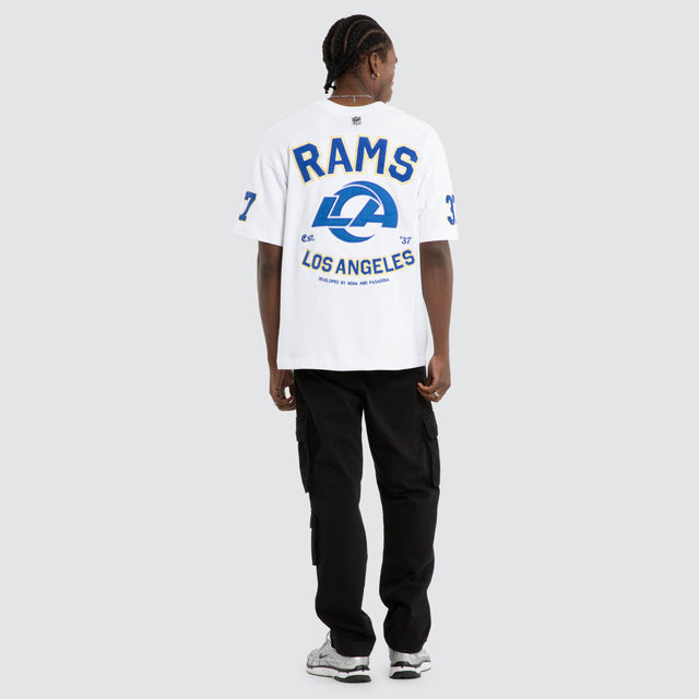 Model wears Los Angeles Rams NFL Founded Loopback Tee Optical White Nena and Pasadena NFL White – image 3
