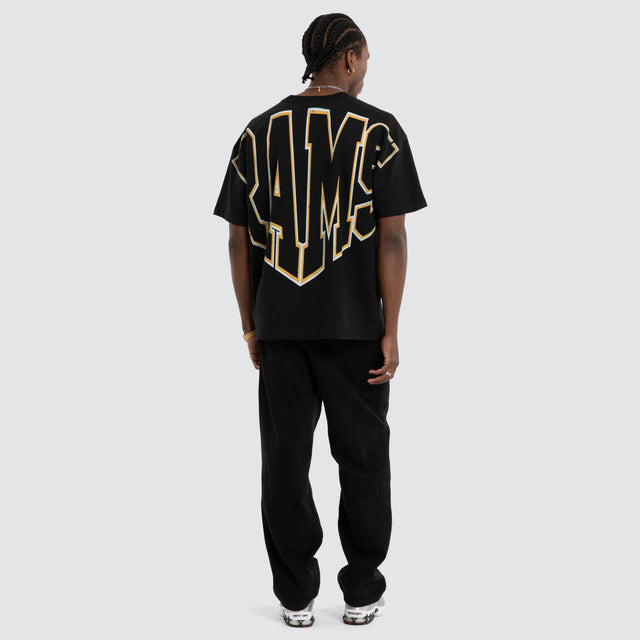 Model wears Los Angeles Rams NFL Loopback Raptor Tee Jet Black Nena and Pasadena NFL Black – image 5