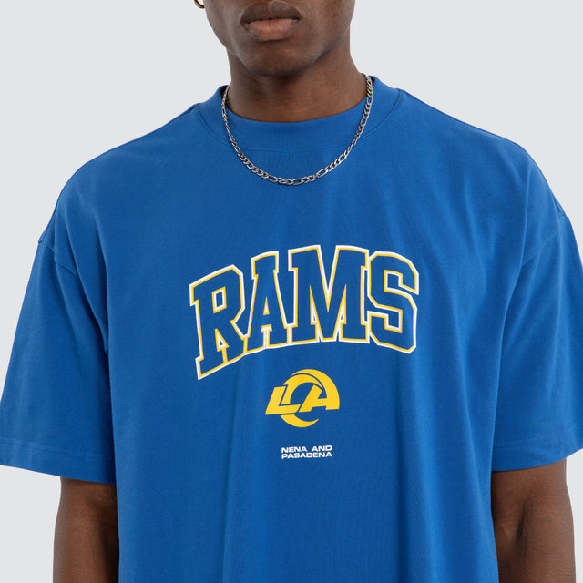 Model wears Los Angeles Rams NFL Athletic Tee Rams Royal Blue Nena and Pasadena NFL Blue – image 5