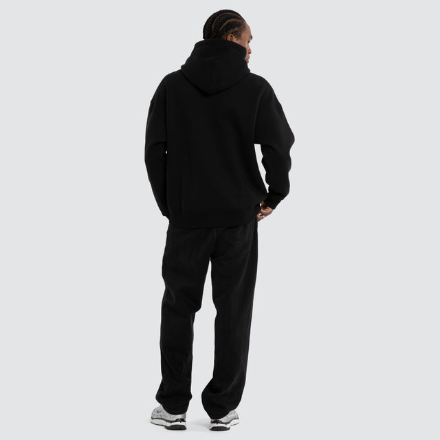 Model wears Las Vegas Raiders NFL Athletic Box Fit Hoodie Jet Black Nena and Pasadena NFL Black – image 2