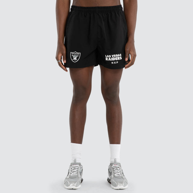 Model wears Las Vegas Raiders NFL Contract Short Jet Black Nena and Pasadena NFL Black – image 7