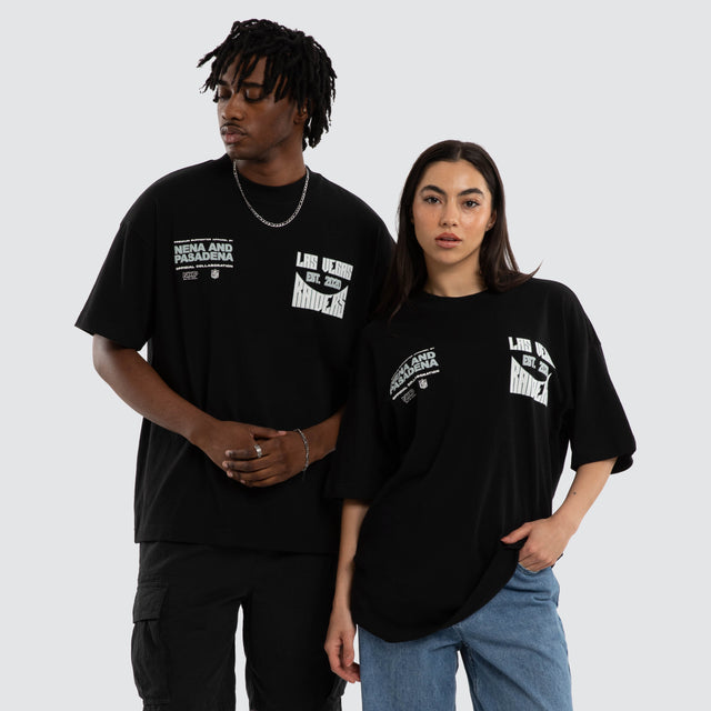 Model wears Las Vegas Raiders NFL Officials Tee Jet Black T-Shirts Black – image 6