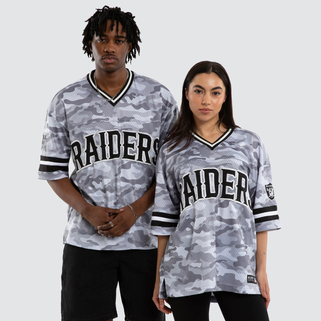 Model wears Las Vegas Raiders NFL Raiders Brady Jersey Snow Camo Jerseys Green – image 1