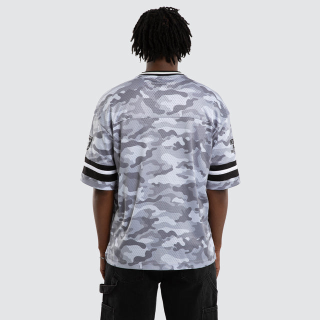 Model wears Las Vegas Raiders NFL Raiders Brady Jersey Snow Camo Jerseys Green – image 3