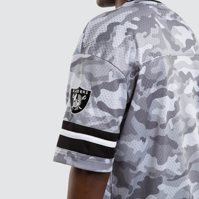 Model wears Las Vegas Raiders NFL Raiders Brady Jersey Snow Camo Jerseys Green – image 5
