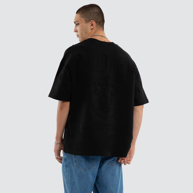 Model wears Las Vegas Raiders NFL Crest Tee Jet Black T-Shirts Black – image 3