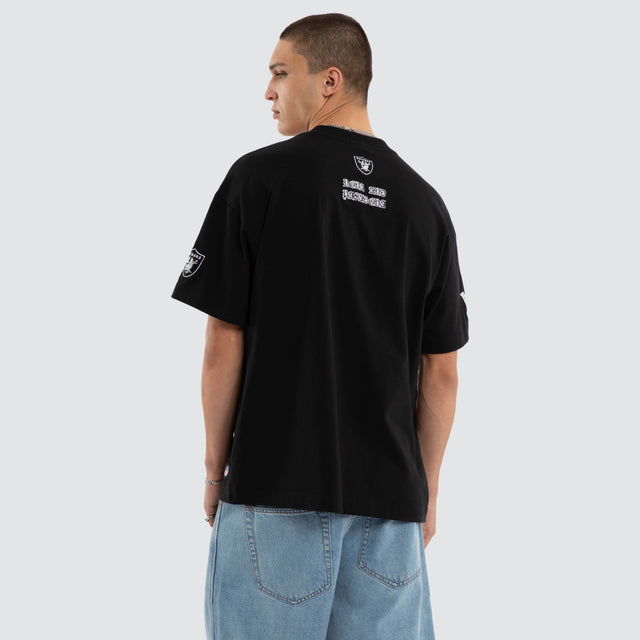 Model wears Las Vegas Raiders NFL Shield Tee Jet Black T-Shirts Black – image 3