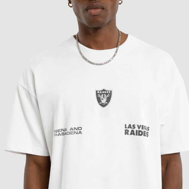 Model wears Las Vegas Raiders NFL Loopback Raptor Tee Optical White Nena and Pasadena NFL White – image 5