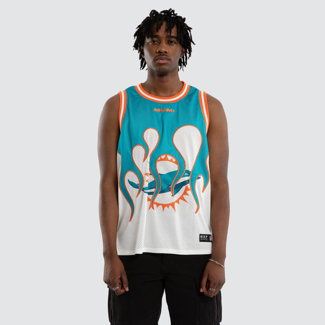 Miami Dolphins NFL Basketball Jersey Aqua/White