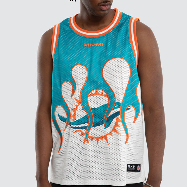 Miami Dolphins NFL Basketball Jersey Aqua/White