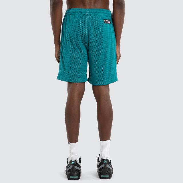 Model wears Miami Dolphins NFL Dual Mesh Short Black/Aqua Nena and Pasadena NFL Black – image 7