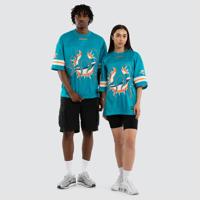 Miami Dolphins NFL Flame Tee Aqua