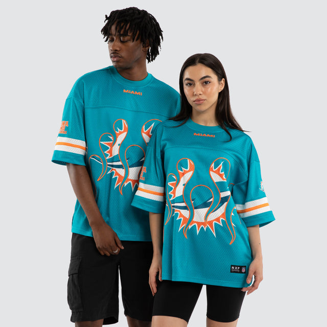 Miami Dolphins NFL Flame Tee Aqua
