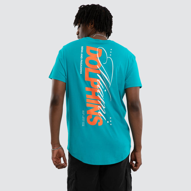 Miami Dolphins NFL Vertical Tee Aqua