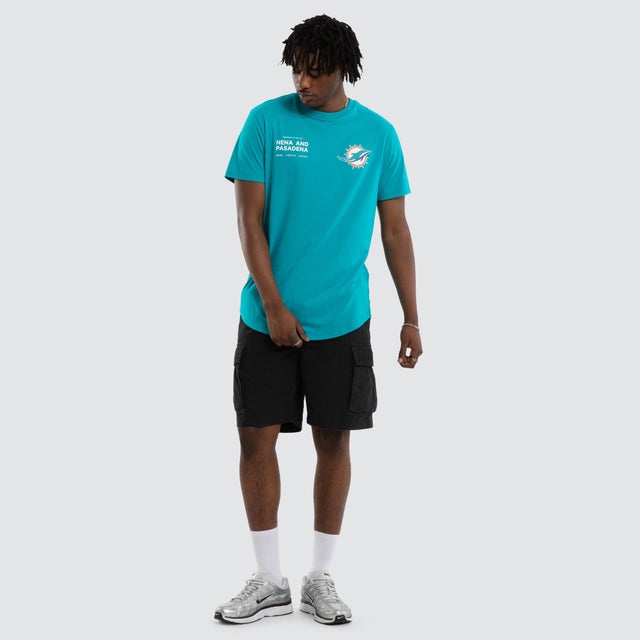 Miami Dolphins NFL Vertical Tee Aqua