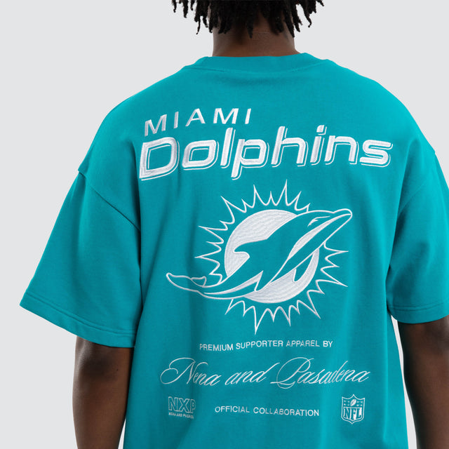 Model wears Miami Dolphins NFL Positions Tee Aqua T-Shirts Green – image 5