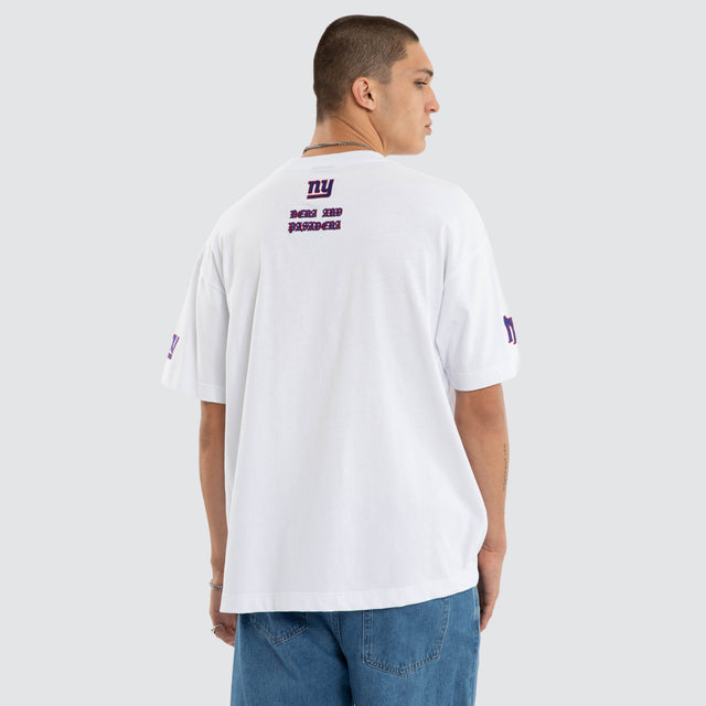 Model wears New York Giants NFL Shield Tee Optical White T-Shirts White – image 3