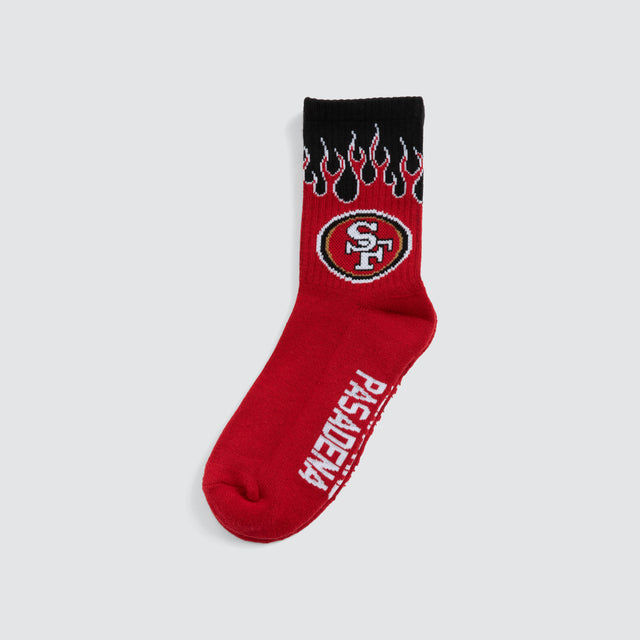 Model wears San Fransisco 49ers NFL 2PK Socks Grey/49ers Red Nena and Pasadena NFL Red – image 2