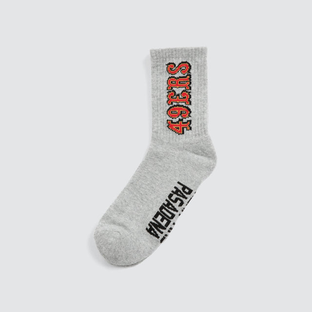 Model wears San Fransisco 49ers NFL 2PK Socks Grey/49ers Red Nena and Pasadena NFL Red – image 3