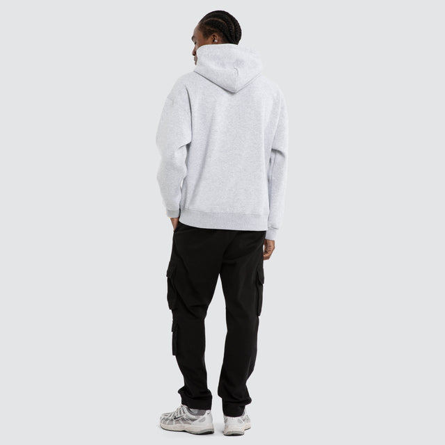 Model wears San Fransisco 49ers NFL Athletic Box Fit Hoodie Grey Marle Nena and Pasadena NFL Grey – image 2