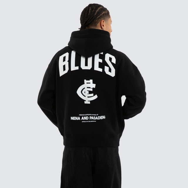 Carlton Blues AFL Champions Box Fit Hoodie Jet Black