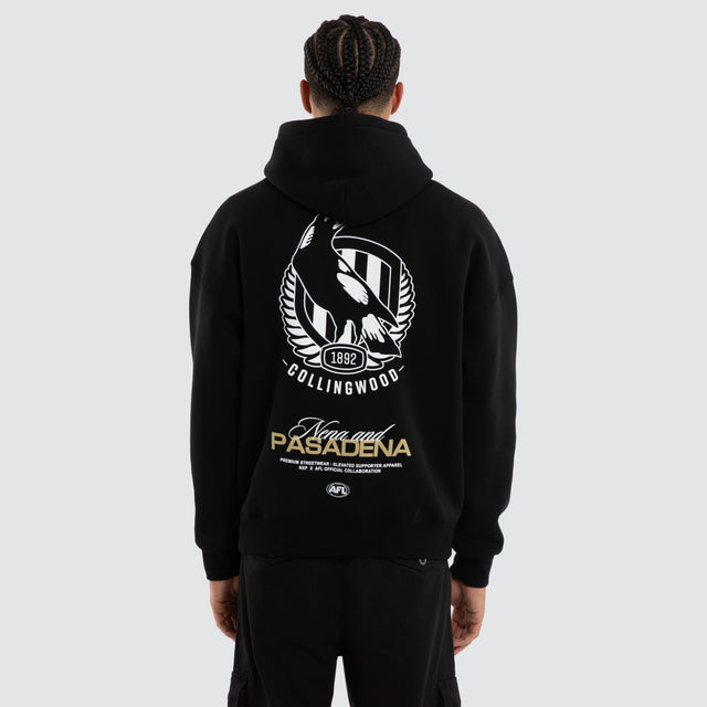 Collingwood Magpies AFL Grand Box Fit Hoodie Jet Black