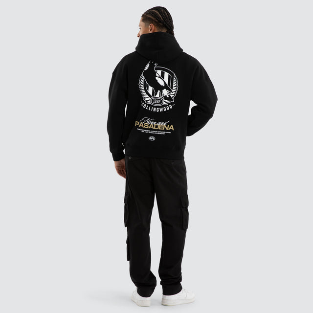 Collingwood Magpies AFL Grand Box Fit Hoodie Jet Black