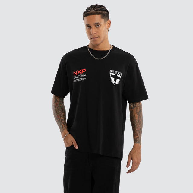 St Kilda Saints Grand Box Fit Tee Jet Black
