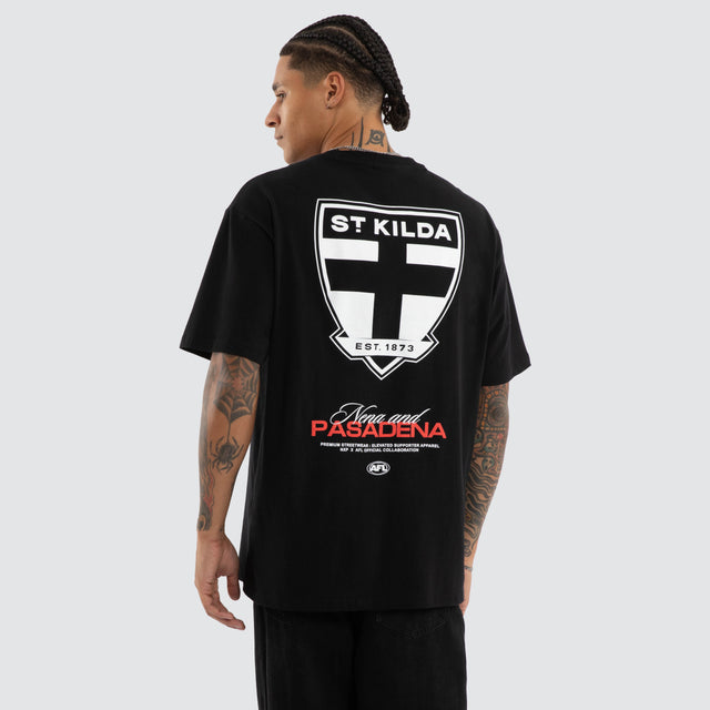 St Kilda Saints Grand Box Fit Tee Jet Black