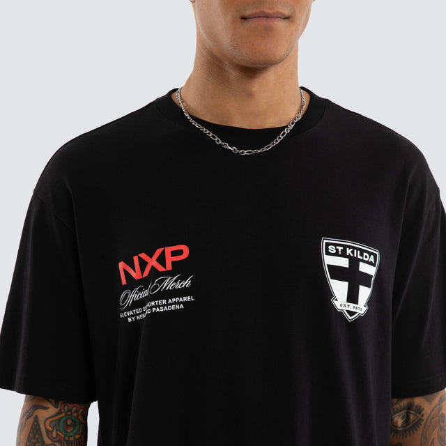 St Kilda Saints Grand Box Fit Tee Jet Black