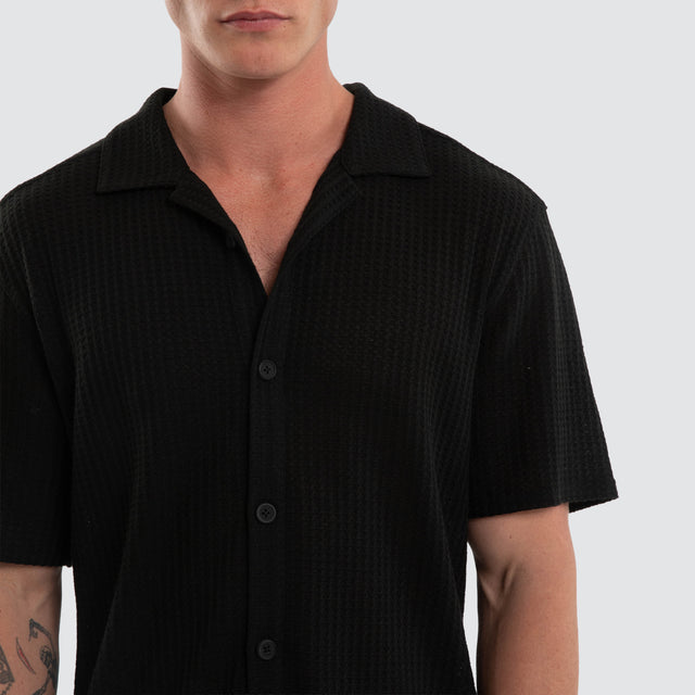 Byron Knit Resort Crop Shirt Black