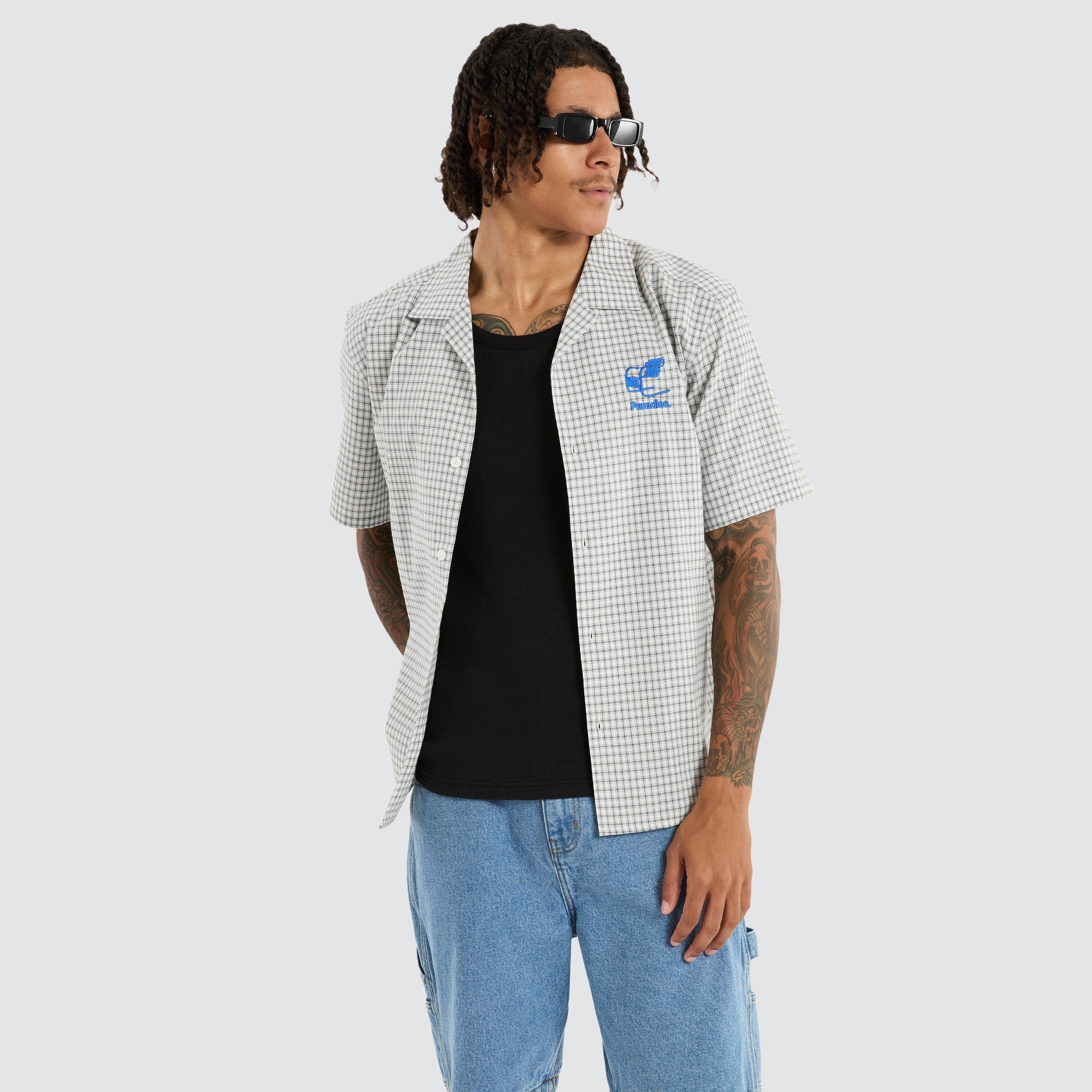 NOMADIC Tessa Resort Crop Shirt in White Checks | Neverland Store