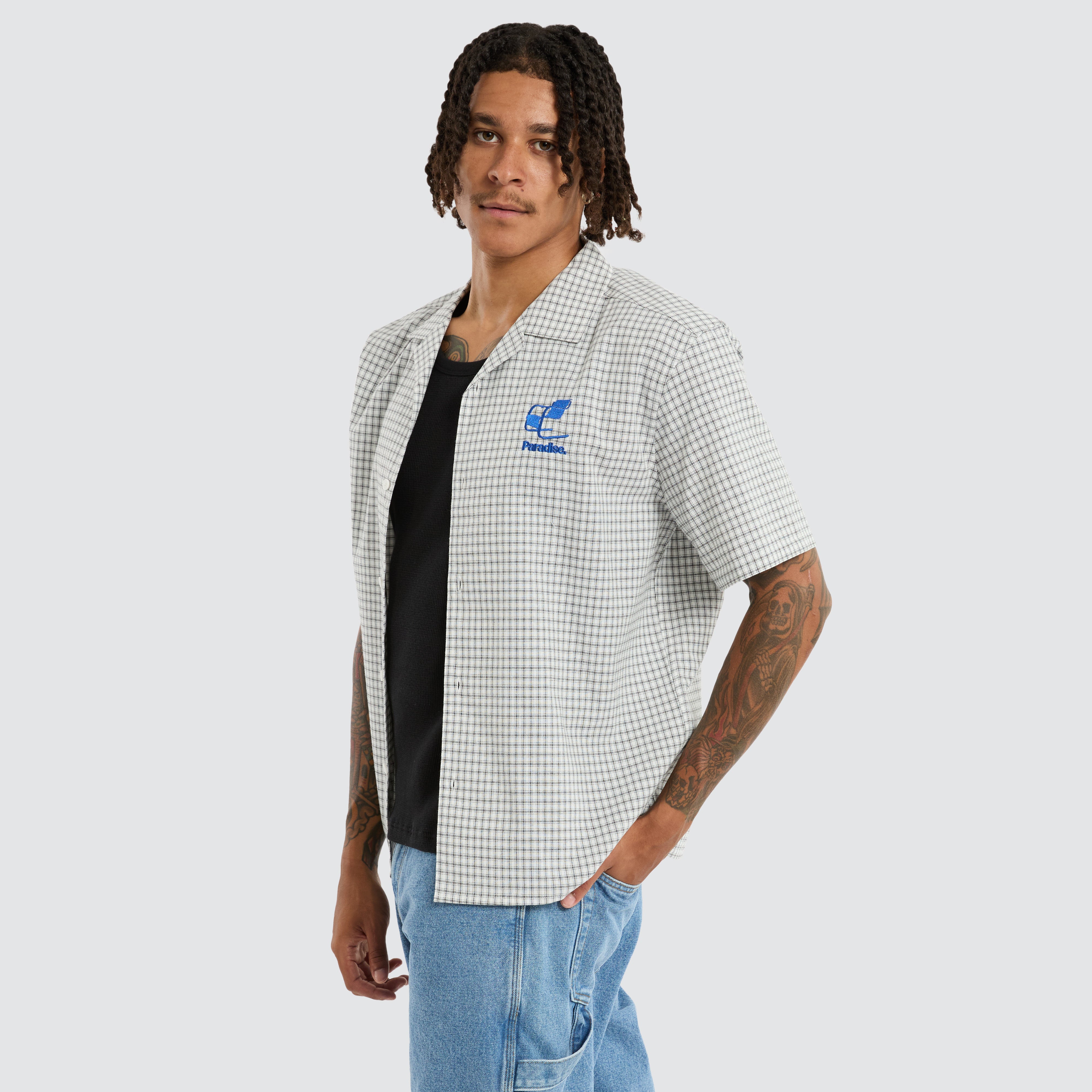 NOMADIC Tessa Resort Crop Shirt in White Checks | Neverland Store