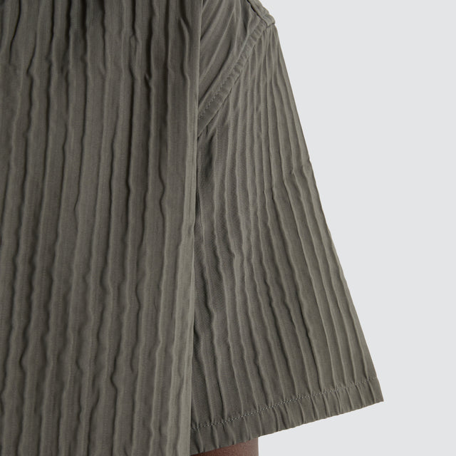 Pleated Resort Crop Shirt Pewter