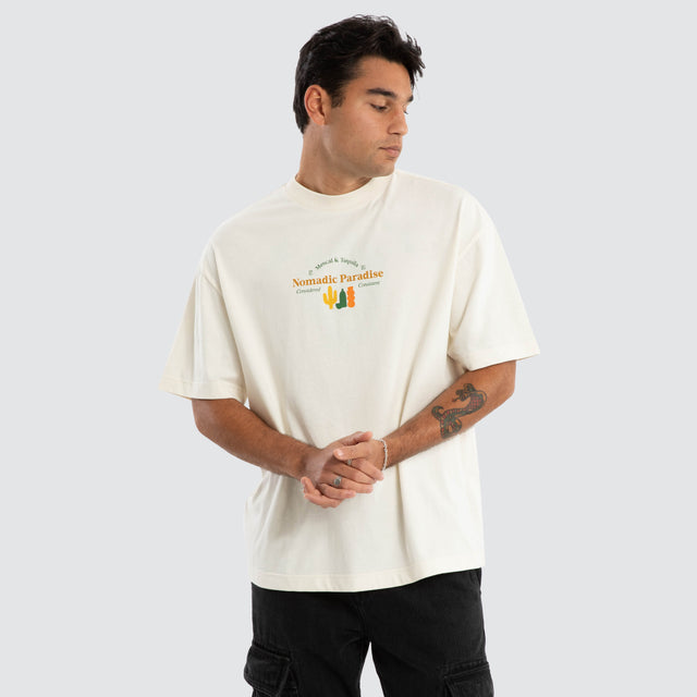 model wears Tequilla Street Tee Tofu T-Shirts Cream - image 5