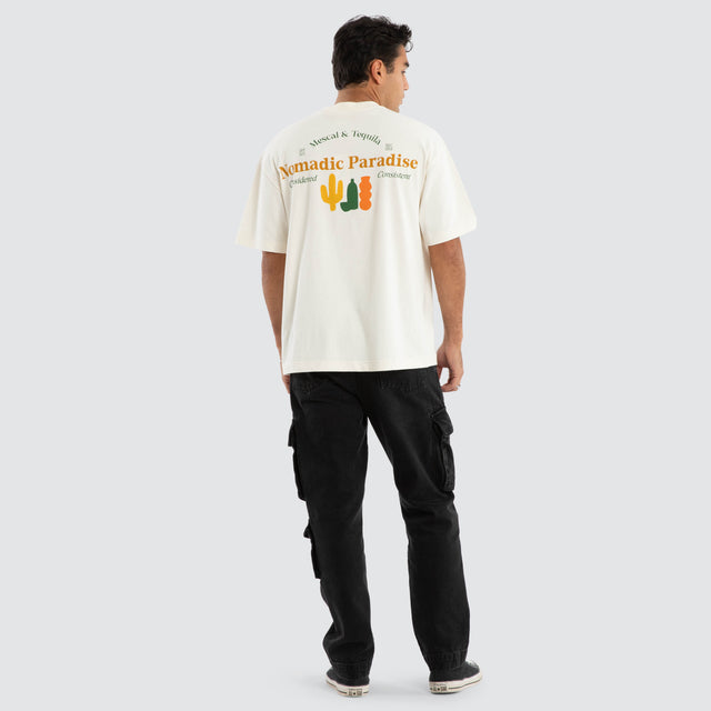model wears Tequilla Street Tee Tofu T-Shirts Cream - image 4