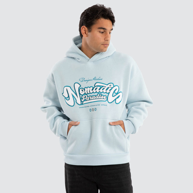 model wears Ripple Oversized Hoodie Baby Blue Hoodies Blue - image 4