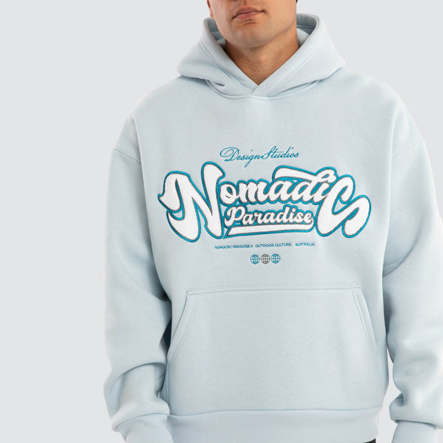 model wears Ripple Oversized Hoodie Baby Blue Hoodies Blue - image 3