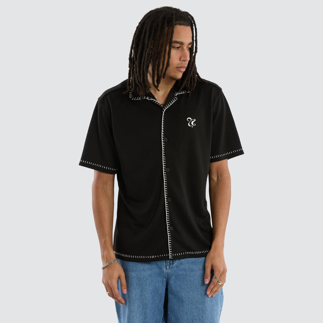 Insignia Crop Resort Shirt Anthracite