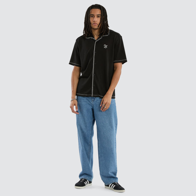 Insignia Crop Resort Shirt Anthracite