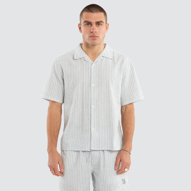 Sunset Cabana Shirt Teal Stripe