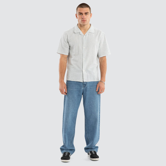 Sunset Cabana Shirt Teal Stripe