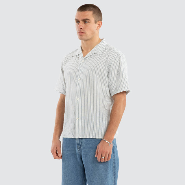 Sunset Cabana Shirt Teal Stripe